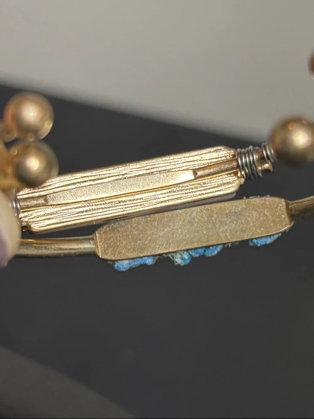 Bundle of Blue Gold Druzy Animal Print Cuff Bangle Bracelet